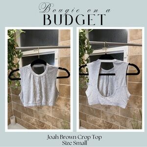 Joah Brown Light Gray Sleeveless Crop Top